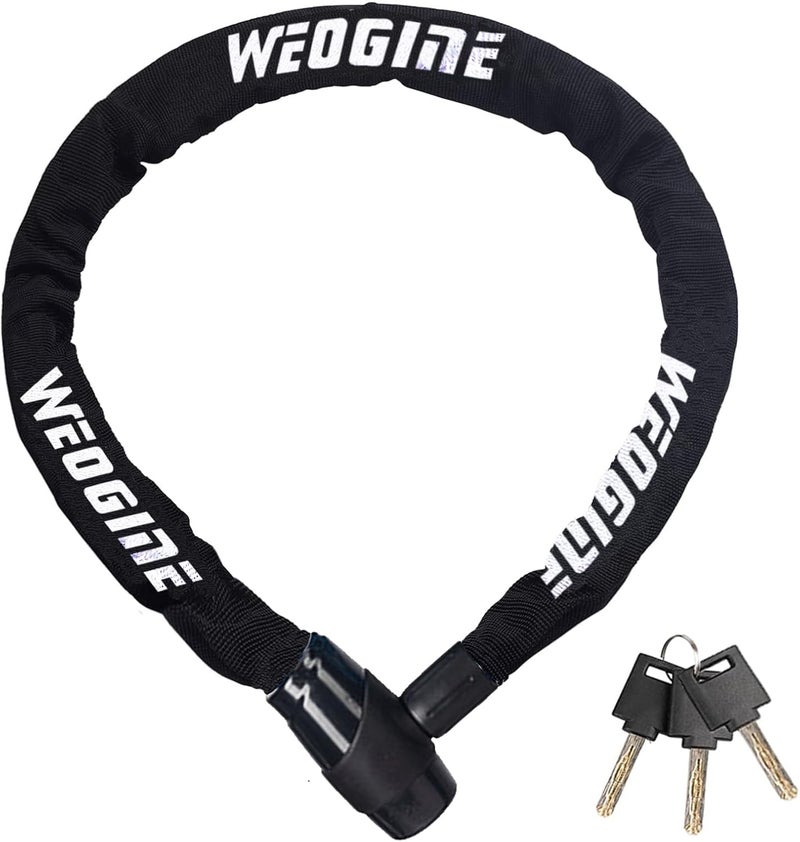 Weogine Bike Chain Lock, Heavy Duty Anti-Theft Bicycle Chain Lock, 2.72 Ft Security Bike Locks with 3 Keys, Waterproof Lock Chain for Bike, Bicycle, Scooter, Motorcycle, Door, Gate, Fence - Image 1